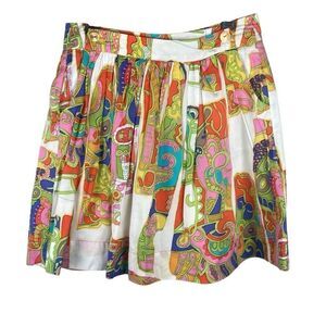 Trina Turk Silk Blend Colorful Retro Print Skirt 6